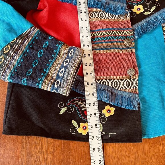 Vtg Julia Kim Button Up Womens Multicolored Embroidered Art Denim Jacket Size M - Picture 9 of 16